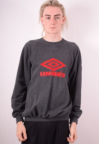 UMBRO MENS VINTAGE SWEATSHIRT JUMPER LARGE GREY 90S