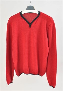 Vintage 90s hand knit jumper in red