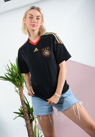 VINTAGE ADIDAS GERMAN INTERNATIONAL SHIRT IN BLACK