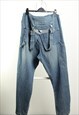 Vintage Dungarees Overalls Distressed Navy Blue Size M