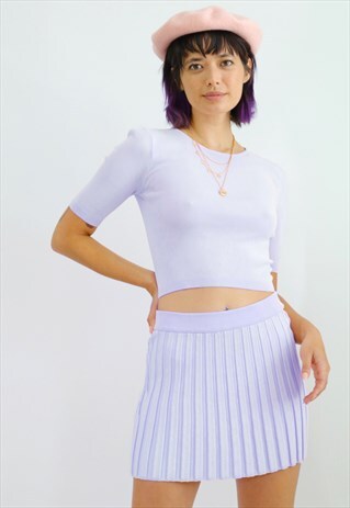 NOVA Y2K 90S SET IN LILAC LAVENDER - KNIT CROP TOP
