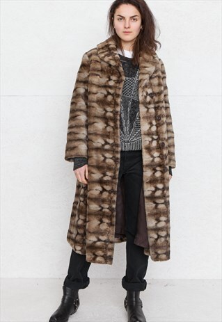 VINTAGE BROWN FAUX FUR COAT