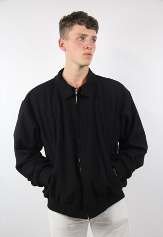 VINTAGE BLACK HEAVY BOMBER JACKET