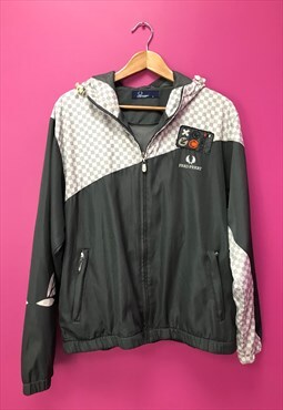 Hooded Track Jacket Grey White Zip Up