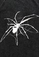 SPIDER PRINT T-SHIRT VINTAGE WASH CREEPY TOP RETRO GOTH TEE