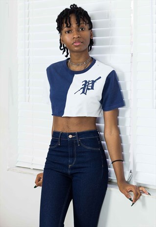 VINTAGE POLO RALPH LAUREN CROP TOP REWORKED LOGO 90S X 3.4