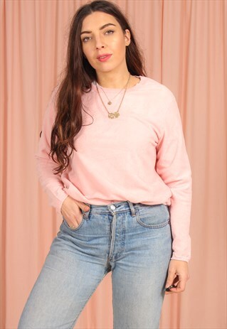 VINTAGE 90S FLEECE SWEATSHIRT IN PINK