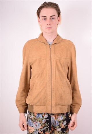 MENS VINTAGE SUEDE JACKET MEDIUM BROWN 90S