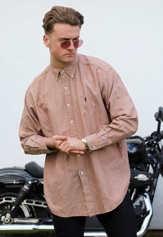 RALPH LAUREN BLAKE USA HERRINGBONE BRONZED SHIRT