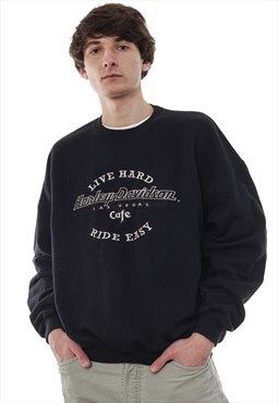 Vintage HARLEY DAVIDSON Sweatshirt Crew Neck Black