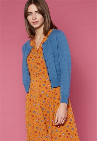 PRINCESS HIGHWAY BLUE TEXTURED KNIT BUTTON UP CARDIGAN