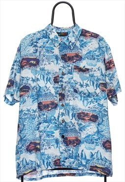 Vintage Impulse Blue Hawaiian Shirt Womens