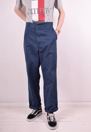 DICKIES MENS VINTAGE TROUSERS W36 L34 BLUE 90S
