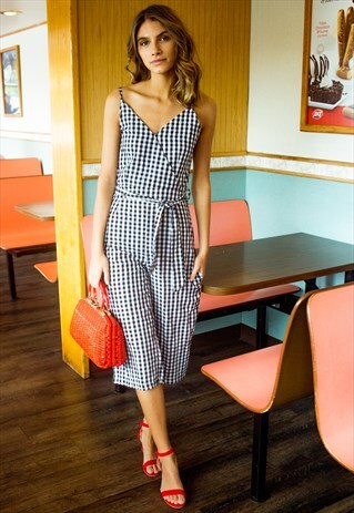 GINGHAM CULOTTE JUMPSUIT