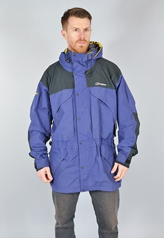 VINTAGE BERGHAUS PURPLE/BLUE & YELLOW CAGOULE JACKET