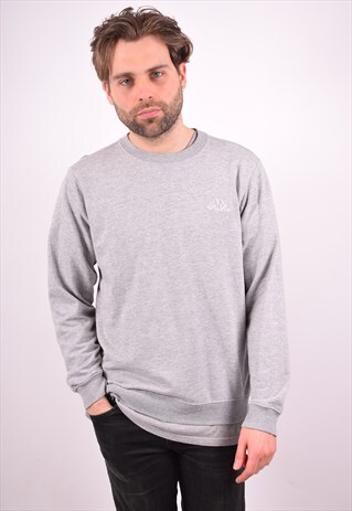 KAPPA MENS VINTAGE SWEATSHIRT JUMPER LARGE GREY 90S
