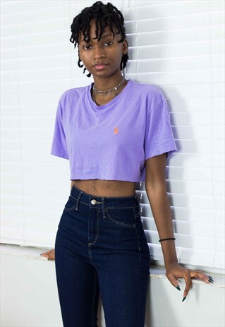 VINTAGE POLO RALPH LAUREN CROP TOP REWORKED LOGO 90S X 3.1