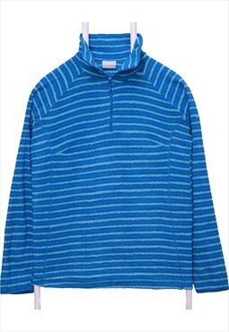 Columbia 90's Quarter Zip Striped Jumper Fleece Medium Blue