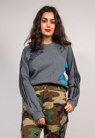 90'S VINTAGE ADIDAS GREY LOGO SWEATSHIRT JUMPER