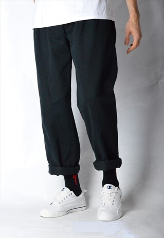 VINTAGE 90S BLACK MINIMALIST CHINOS PANTS