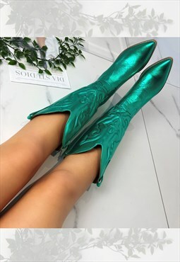 Cowboy boots Green western cowgirl boots