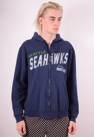NFL MENS VINTAGE SEATTLE SEAHAWKS HOODIE JACKET LARGE 90S