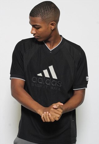 VINTAGE ADIDAS BASKETBALL SPORTS LOGO T-SHIRT BLACK
