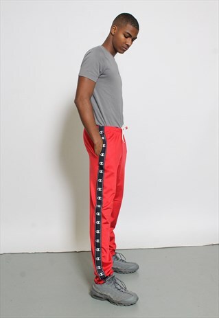 VINTAGE CHAMPION TRACK PANTS RED