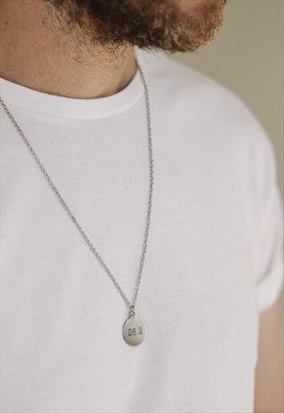 MARATHON SILVER CHAIN NECKLACE FOR MEN 26.2 MILES FOR HIM