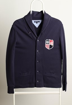 Vintage Tommy Hilfiger Buttons up Logo Sweatshirt Navy S