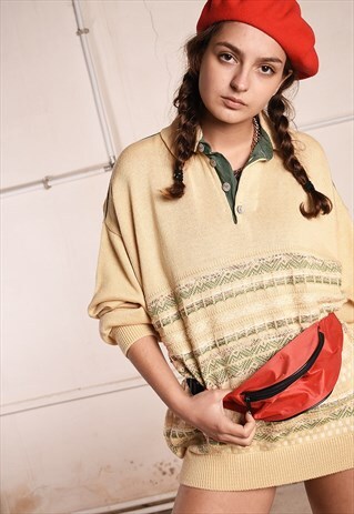 90'S RETRO OVERSIZED DADS KNIT FESTIVAL GARM JUMPER TOP