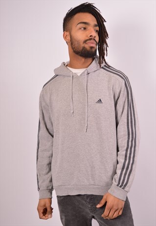 VINTAGE ADIDAS HOODIE JUMPER GREY