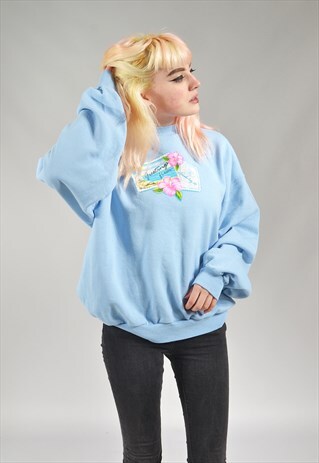 VINTAGE BABY BLUE POSTCARD SWEATER
