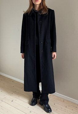 Vintage Minimalist Black Wool Coat