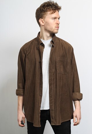 VINTAGE CORDUROY CORD SHIRT BROWN