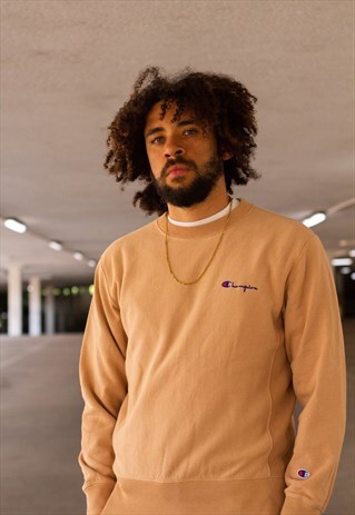 VINTAGE 90'S CHAMPION SWEATSHIRT IN A SANDY BEIGE COLOUR