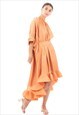 RUFFLE HEM OVERSIZED DRESS WITH BELT IN ORANGE