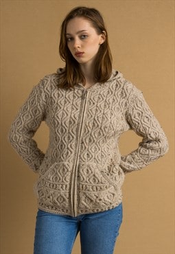  Oldschool Aran with a Hood Knitwear Cardigan 6974