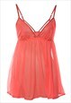 Vintage Red Sheer Lace Babydoll - XS