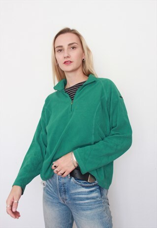VINTAGE 90S GREEN 1/4 ZIP FLEECE JACKET