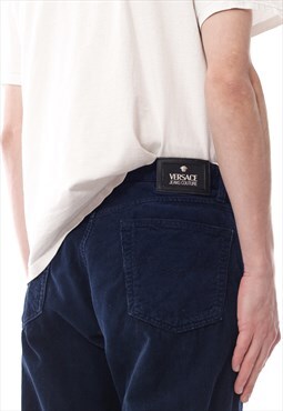 Vintage VERSACE Corduroy Pants Trousers 90s Blue
