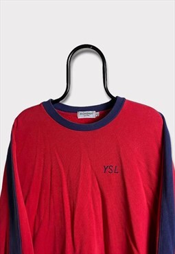 Vintage YSL Red & Blue Embroidered Sweater