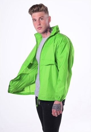 LIGHTWEIGHT ZIP UP WINDRUNNER COAT JACKET - REAL GREEN
