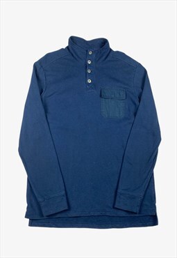 Vintage CONVERSE Button Neck Sweatshirt Navy Blue Large