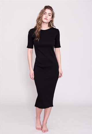THE SEPT COTTON RIB DRESS BLACK