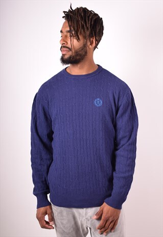 HENRI LLOYD MENS VINTAGE JUMPER SWEATER MEDIUM NAVY BLUE 90S
