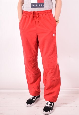 ADIDAS MENS VINTAGE TRACKSUIT TROUSERS LARGE RED 90S