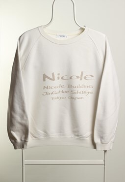 Vintage Nicole Crewneck Spell out Sweatshirt White