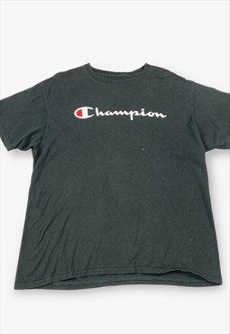 Vintage Champion Spellout Graphic T-Shirt Black L BV17976