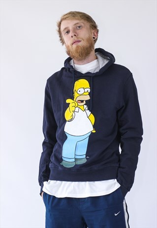 VINTAGE MENS SIMPSONS HOMER BIG LOGO HOODIE SWEAT